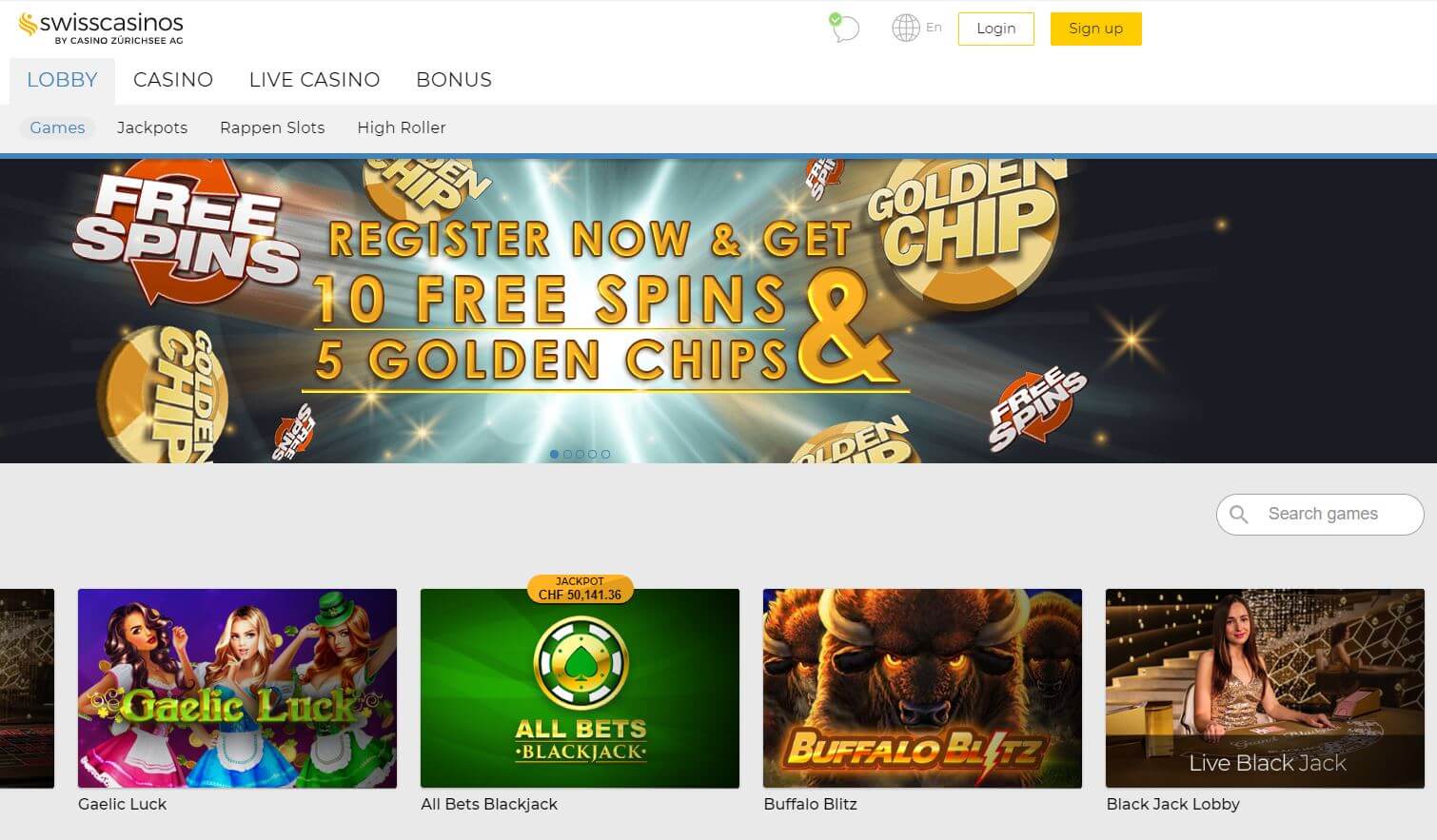 Swisscasinos Promo Code: Get 100% up to CHF 250 + 50 Free Spins + 20 Golden Chips